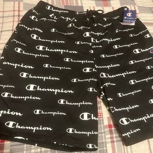 Champion Authentic Athleticwear Black and Logo Shorts (Big and Tall)